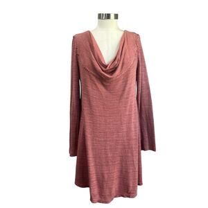 Soft Surroundings Pink Cowl Neck Knit Sweater Dress Size Large Boho Chic